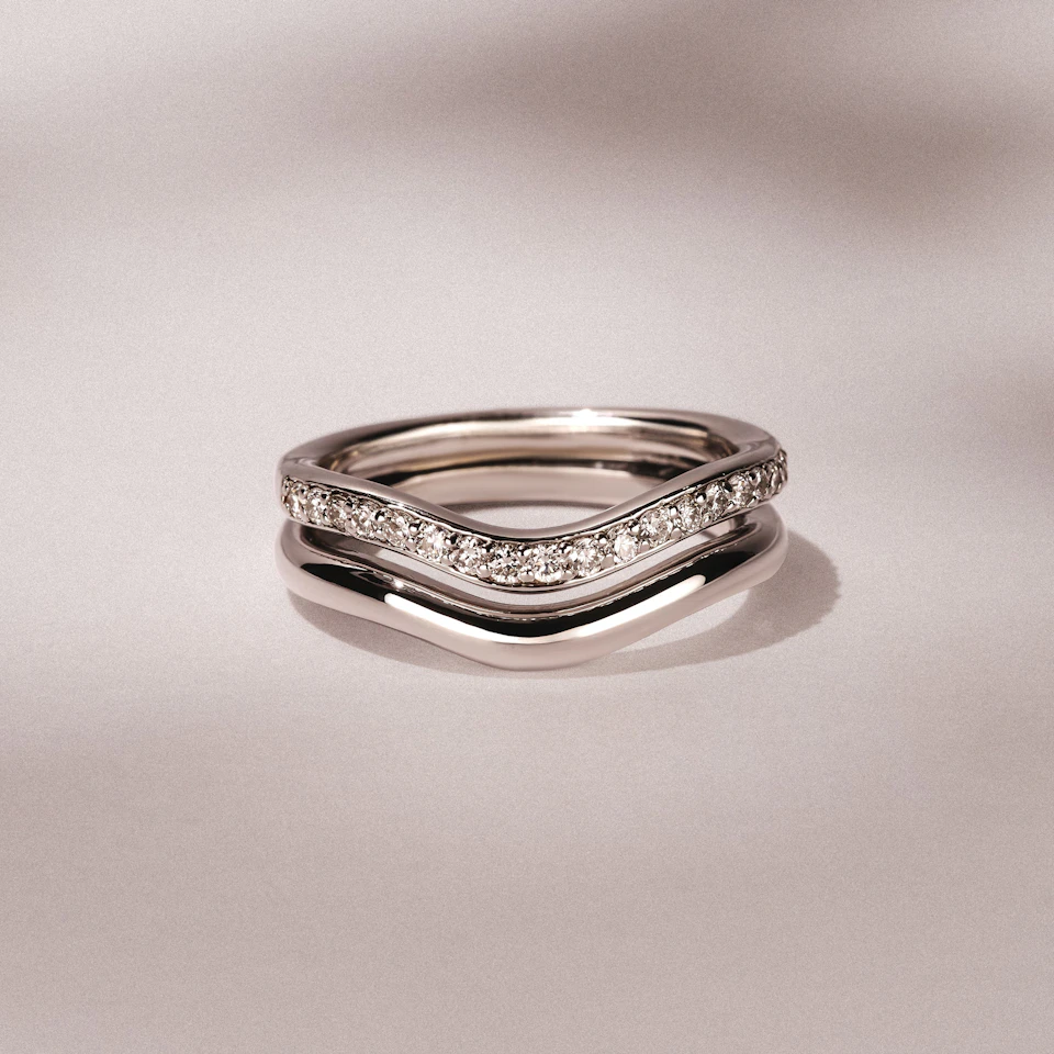Duo Wave Stacking Lab Diamond Ring 0.26ct in 925 Silver