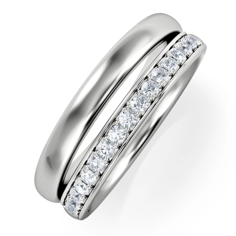 Duo Curve Stacking Lab Diamond Ring 0.26ct in 925 Silver