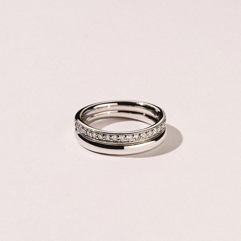 Duo Curve Stacking Lab Diamond Ring 0.26ct in 9K White Gold