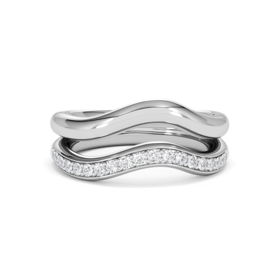 Duo Wave Stacking Lab Diamond Ring 0.26ct in 9K White Gold