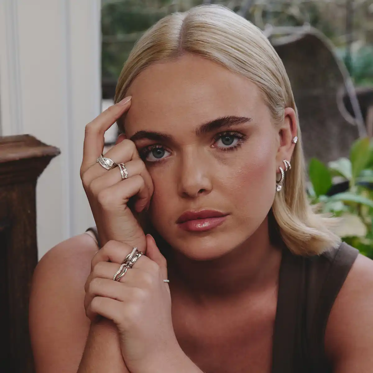 Lab Diamond Double Band Stacking Wave Ring 0.26ct in 925 Silver