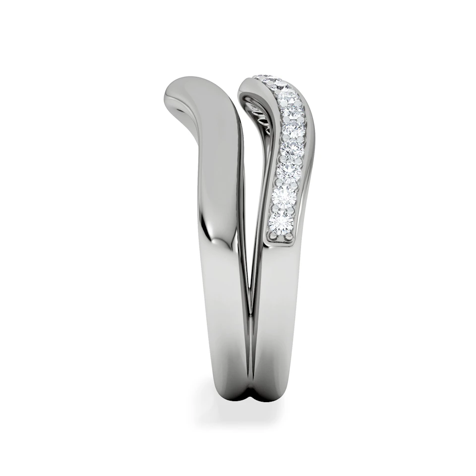 Duo Wave Stacking Lab Diamond Ring 0.26ct in 9K White Gold