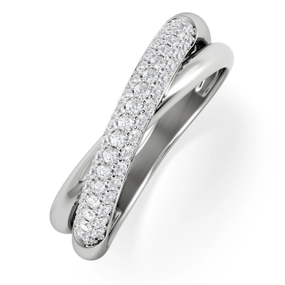 Crossover Set Lab Diamond Ring 0.35ct in 925 Silver