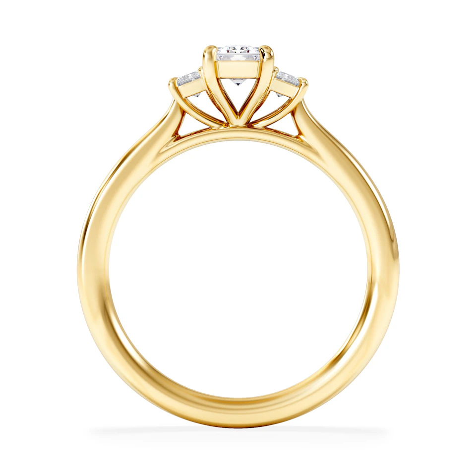 Evoke 3 Stone Emerald Cut Lab Diamond Ring 0.50ct in 9K Yellow Gold
