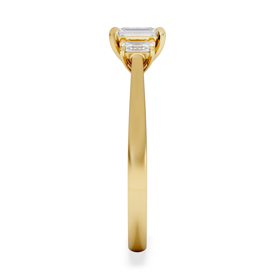 Evoke 3 Stone Emerald Cut Lab Diamond Ring 0.50ct in 18K Gold Vermeil