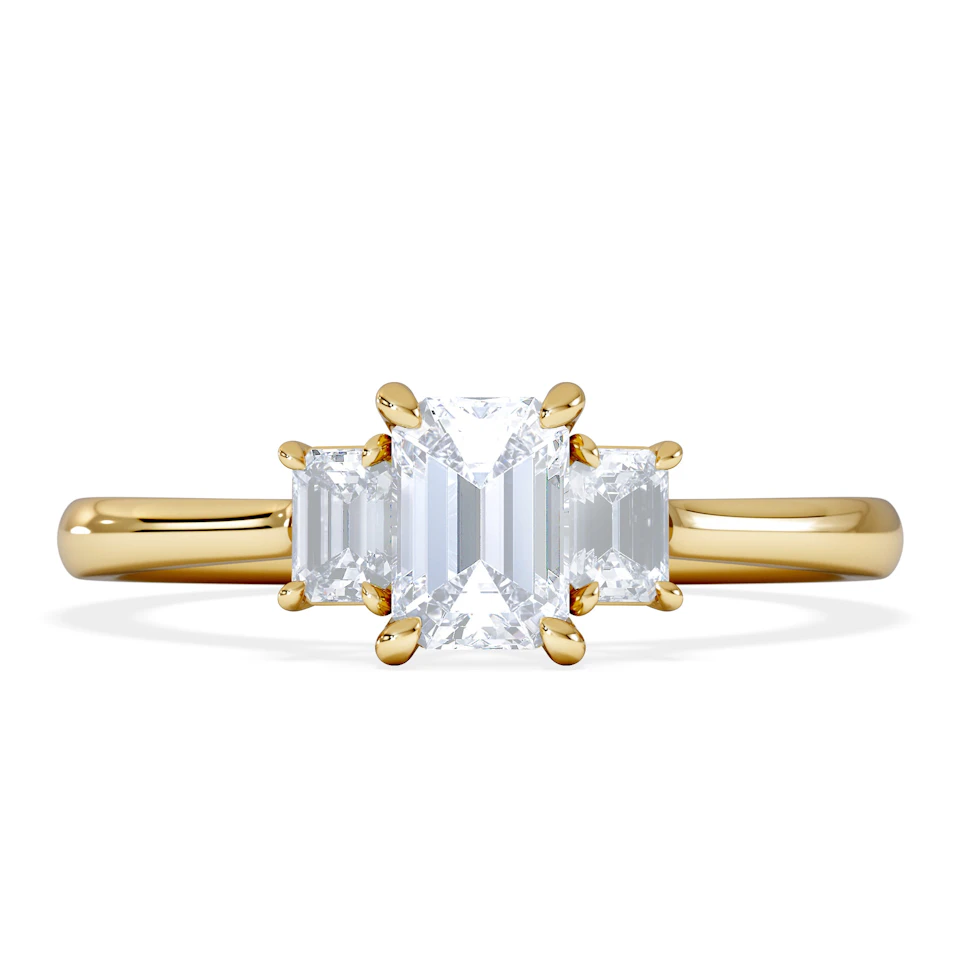 Evoke 3 Stone Emerald Cut Lab Diamond Ring 0.50ct in 18K Gold Vermeil