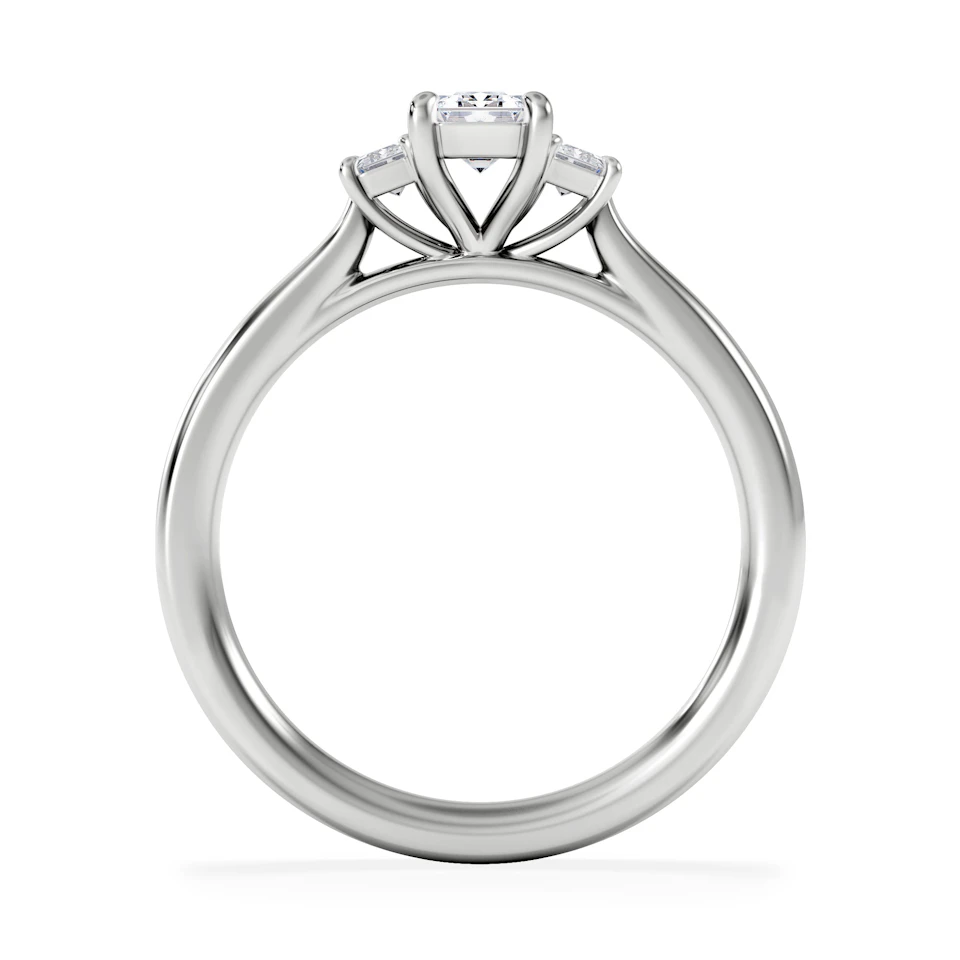 Evoke 3 Stone Emerald Cut Lab Diamond Ring 0.50ct in 9K White Gold