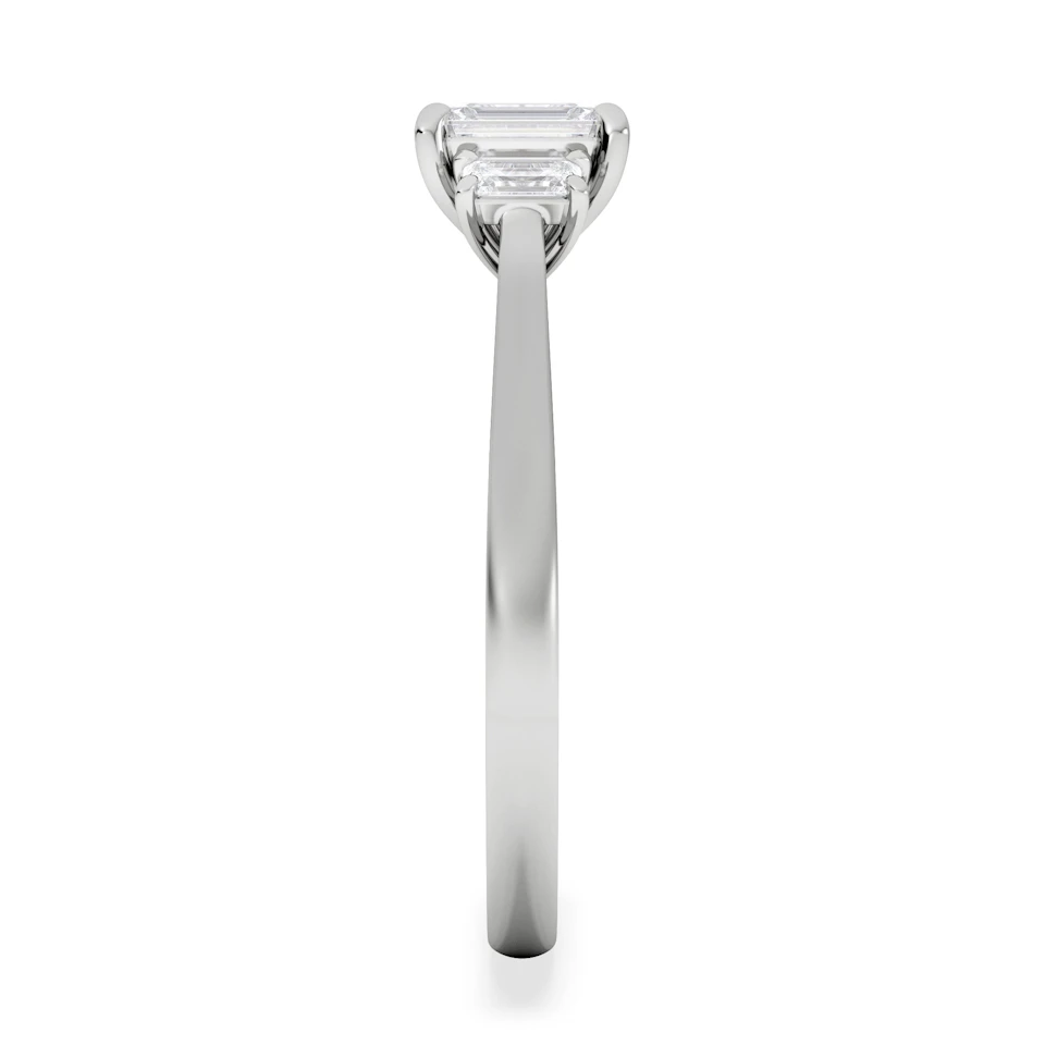 Evoke 3 Stone Emerald Cut Lab Diamond Ring 0.50ct in 9K White Gold