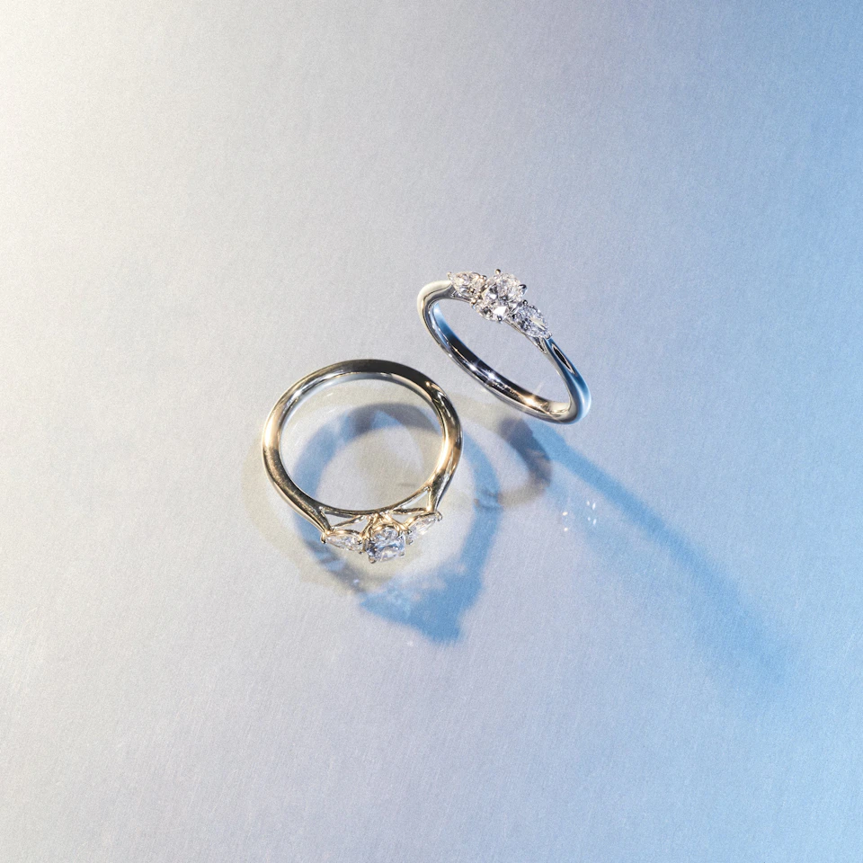 Evoke 3 Stone Oval Cut Lab Diamond Ring 0.50ct in 925 Silver