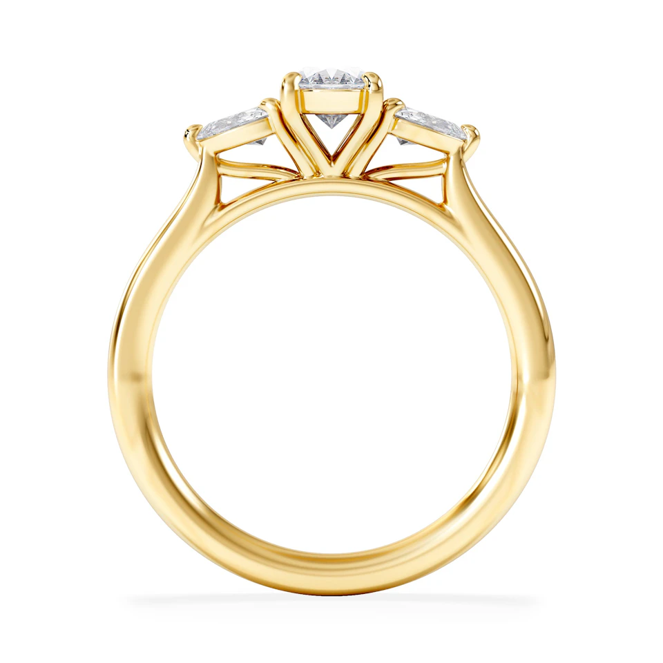Evoke 3 Stone Oval Cut Lab Diamond Ring 0.50ct in 18K Gold Vermeil