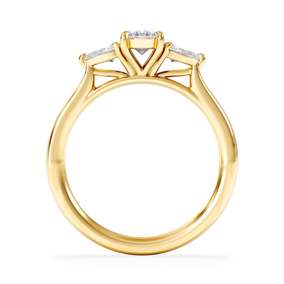 Evoke 3 Stone Oval Cut Lab Diamond Ring 0.50ct in 9K Yellow Gold