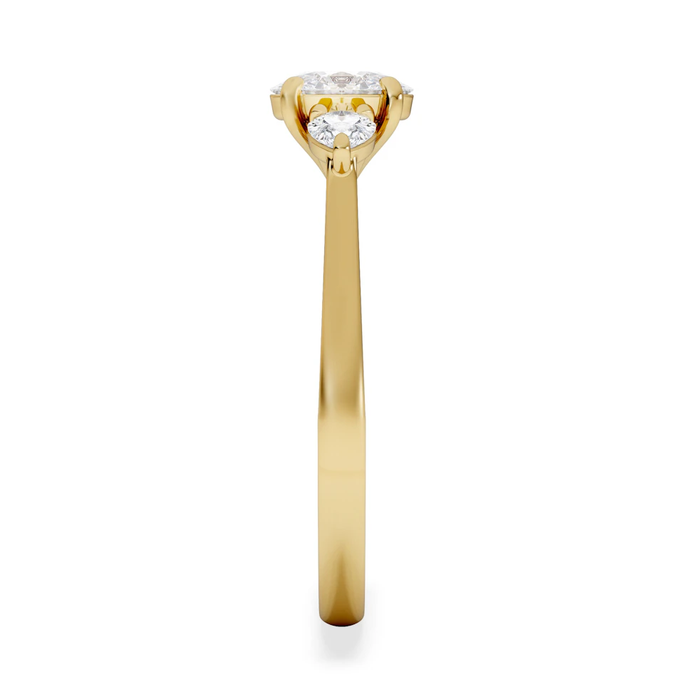 Evoke 3 Stone Oval Cut Lab Diamond Ring 0.50ct in 9K Yellow Gold