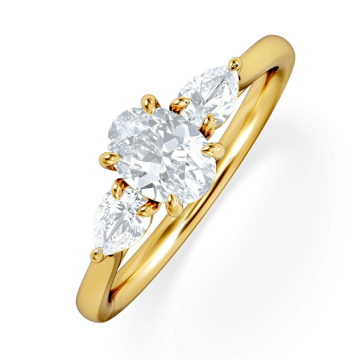 Evoke 3 Stone Oval Cut Lab Diamond Ring 0.50ct in 18K Gold Vermeil