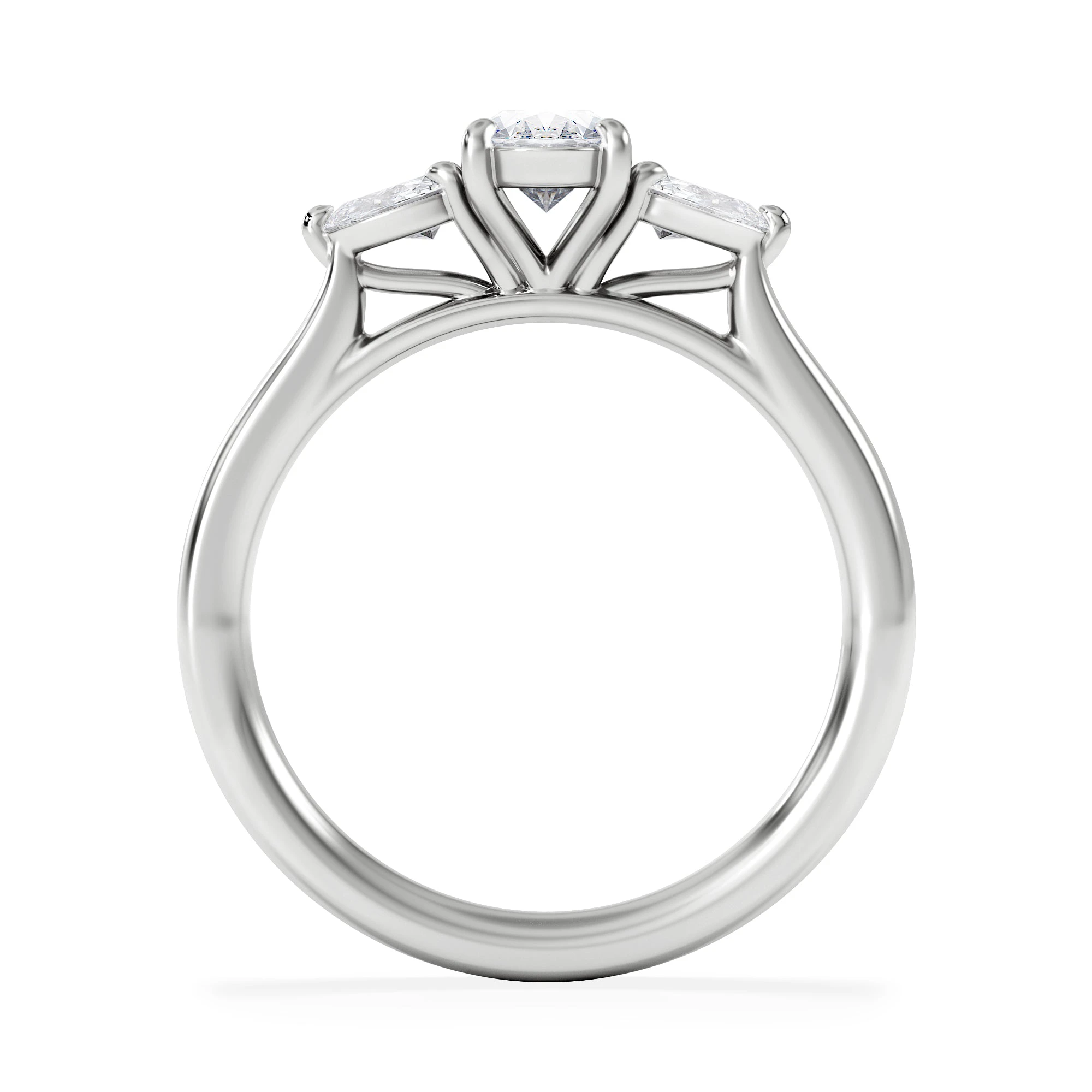 Evoke 3 Stone Oval Cut Lab Diamond Ring 0.50ct in 925 Silver