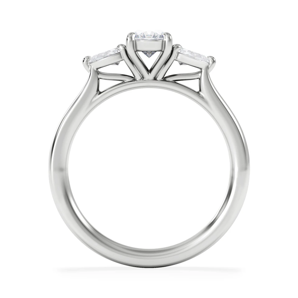Evoke 3 Stone Oval Cut Lab Diamond Ring 0.50ct in 9K White Gold
