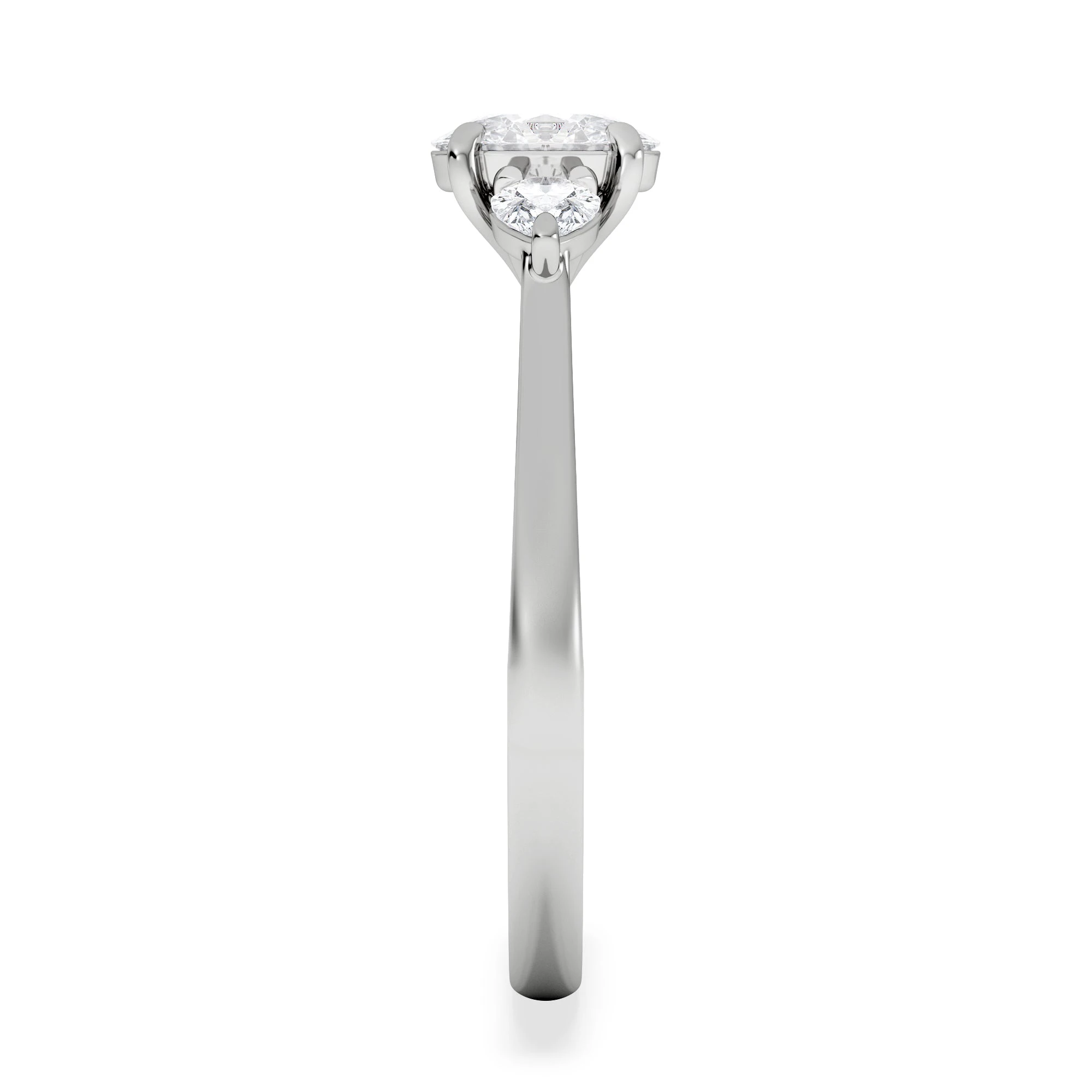 Evoke 3 Stone Oval Cut Lab Diamond Ring 0.50ct in 925 Silver