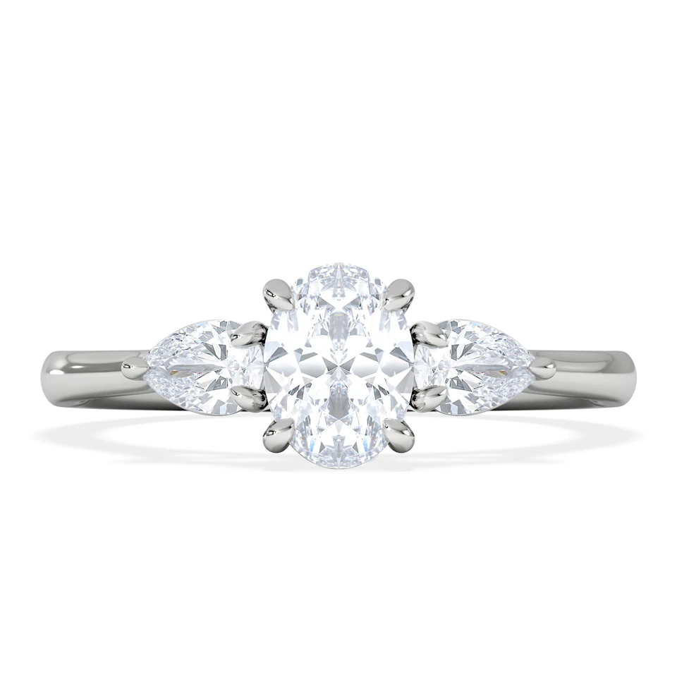 Evoke 3 Stone Oval Cut Lab Diamond Ring 0.50ct in 925 Silver