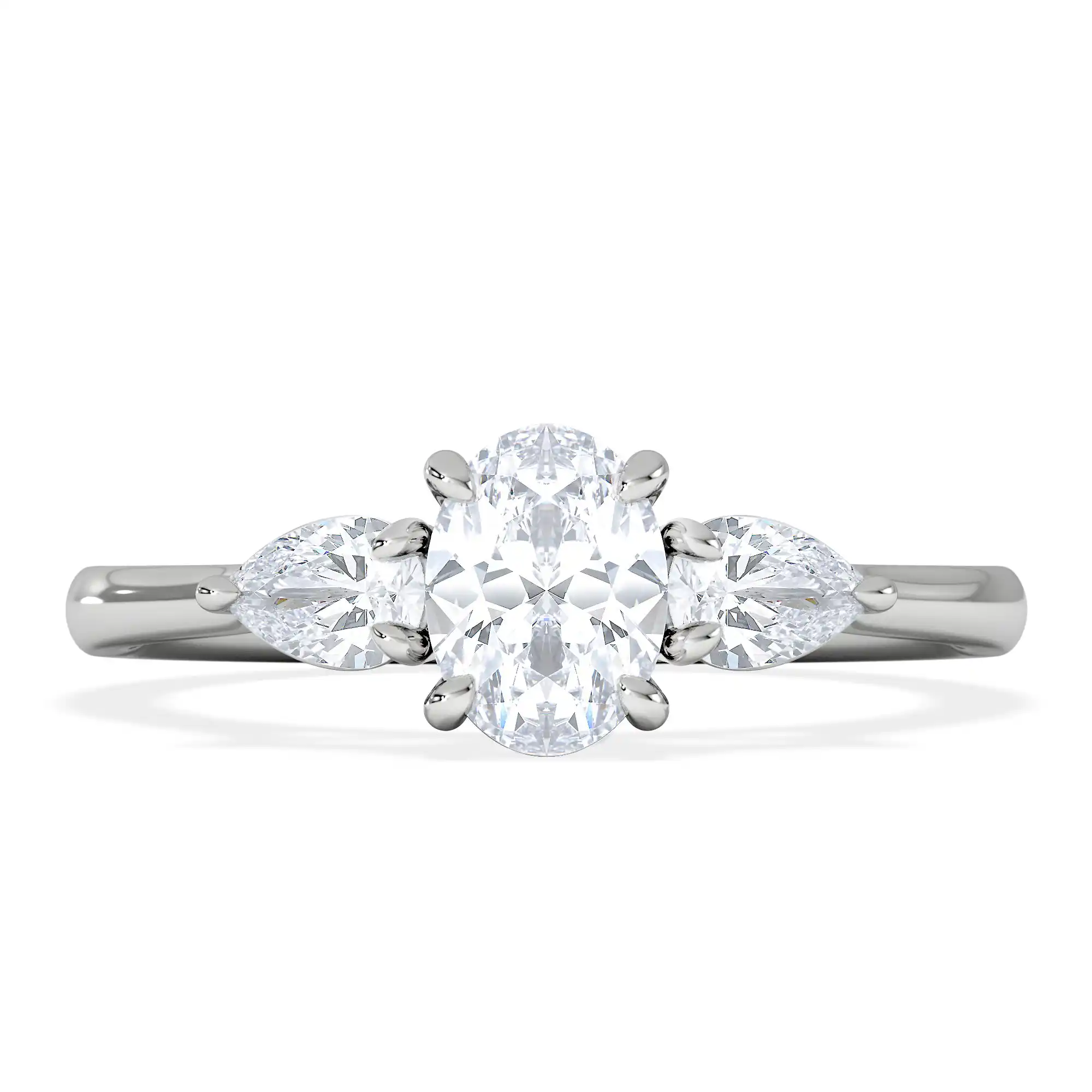 Evoke 3 Stone Oval Cut Lab Diamond Ring 0.50ct in 925 Silver