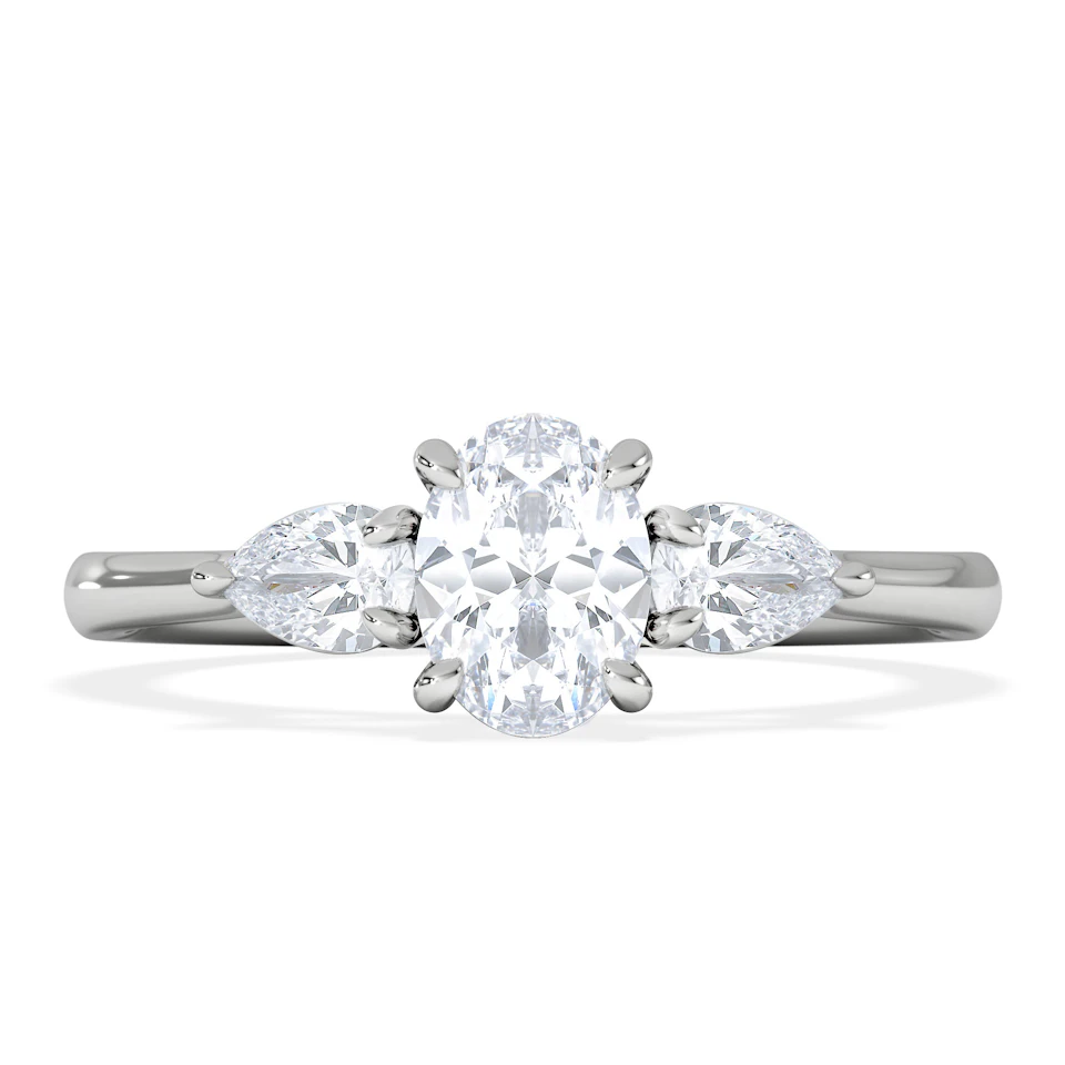 Evoke 3 Stone Oval Cut Lab Diamond Ring 0.50ct in 9K White Gold