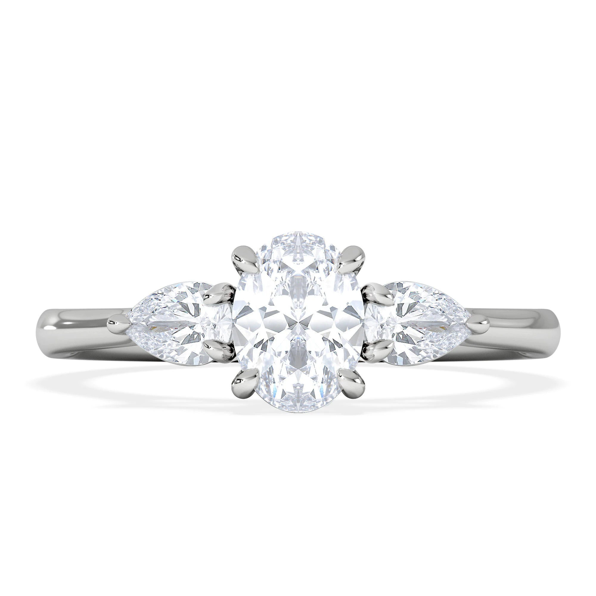Evoke 3 Stone Oval Cut Lab Diamond Ring 0.50ct in 9K White Gold