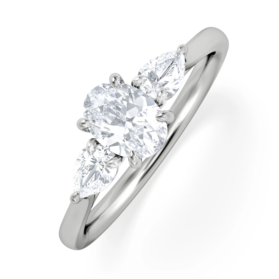 Evoke 3 Stone Oval Cut Lab Diamond Ring 0.50ct in 925 Silver