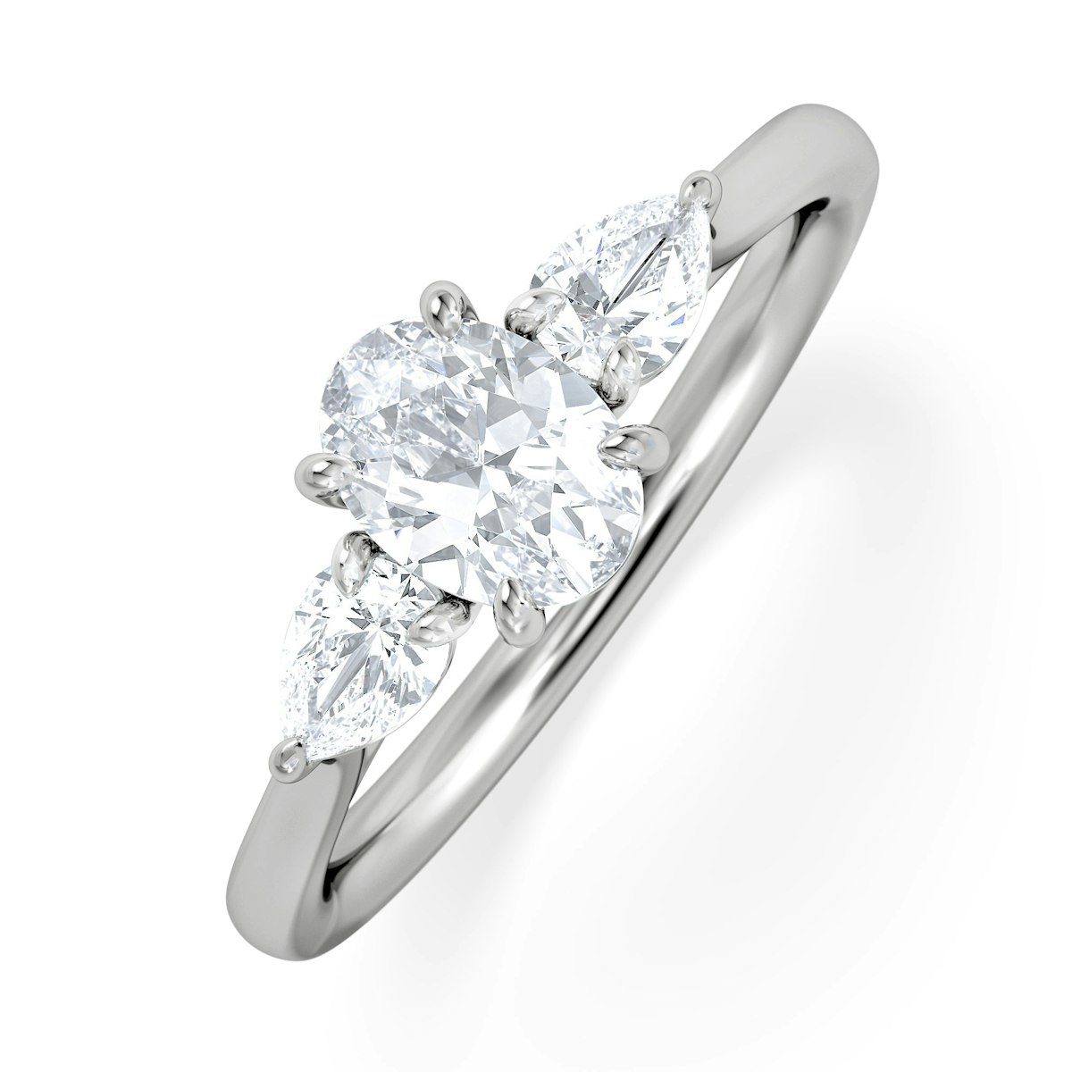 Evoke 3 Stone Oval Cut Lab Diamond Ring 0.50ct in 9K White Gold