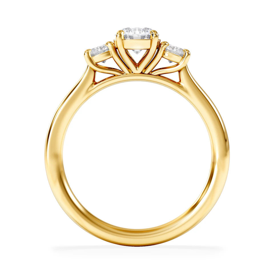 Evoke 3 Stone Round Cut Lab Diamond Ring 0.50ct in 18K Gold Vermeil