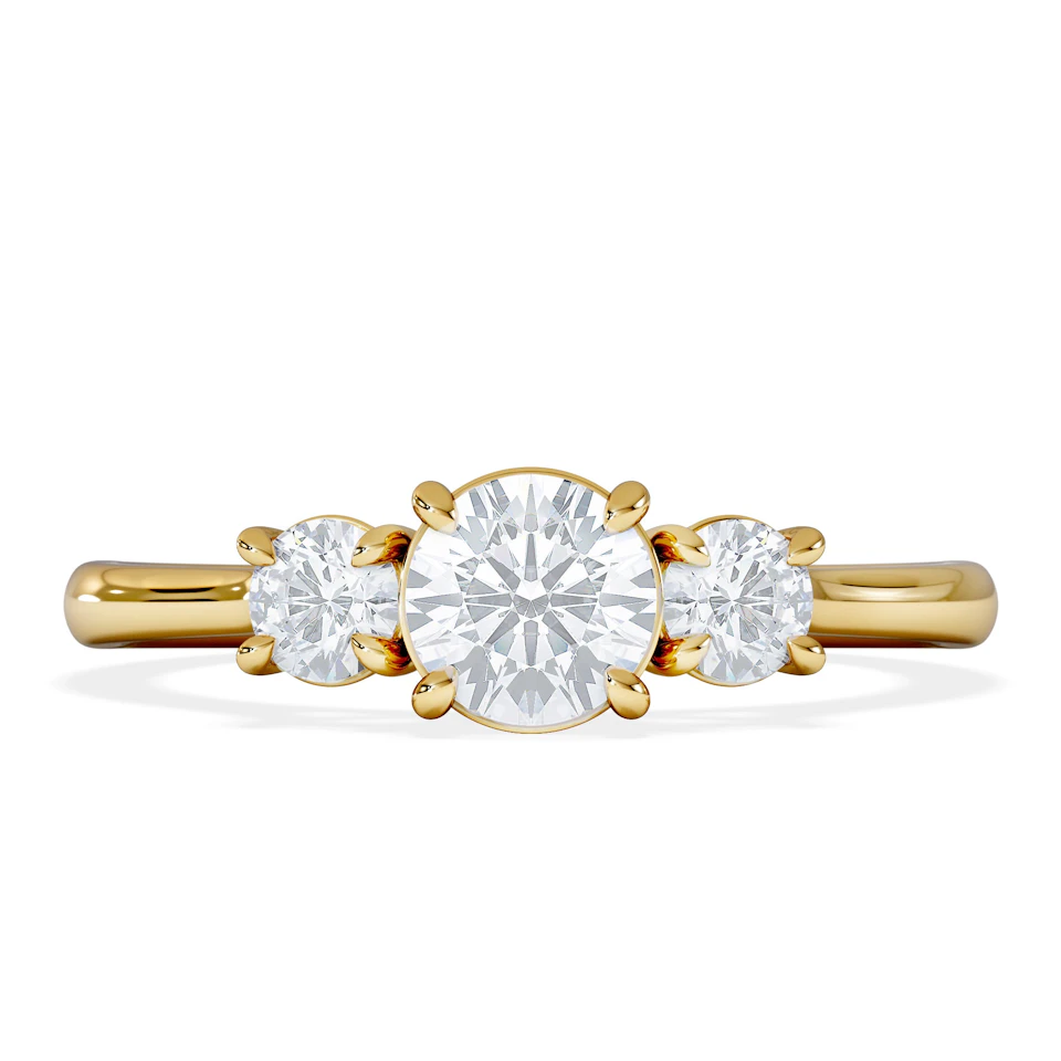 Evoke 3 Stone Round Cut Lab Diamond Ring 0.50ct in 18K Gold Vermeil