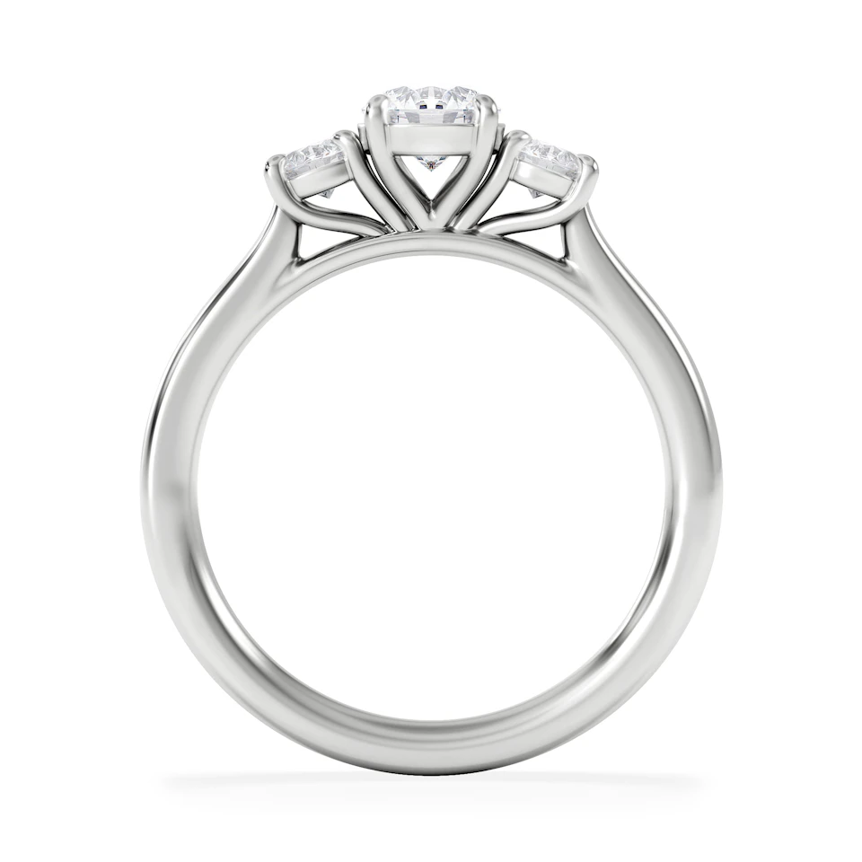 Evoke 3 Stone Round Cut Lab Diamond Ring 0.50ct in 9K White Gold