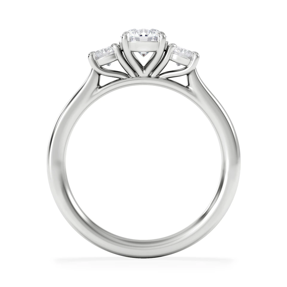 Evoke 3 Stone Round Cut Lab Diamond Ring 0.50ct in 925 Silver