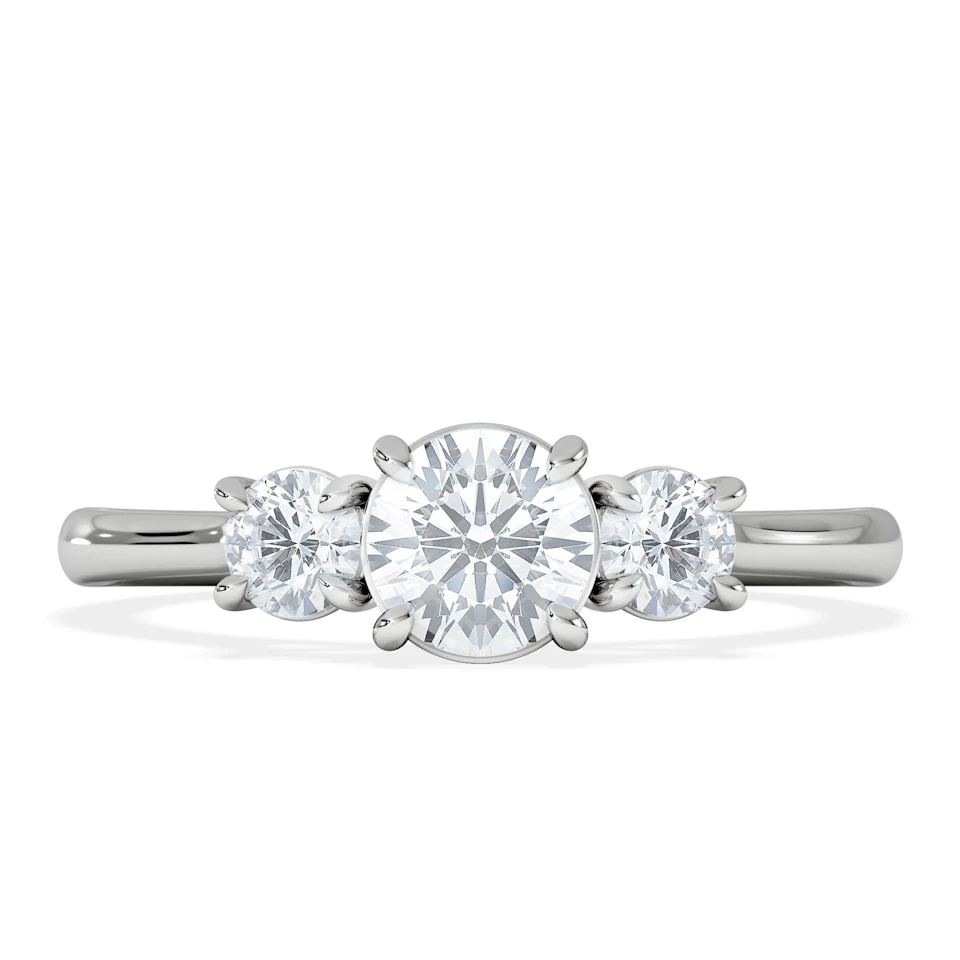 Evoke 3 Stone Round Cut Lab Diamond Ring 0.50ct in 9K White Gold