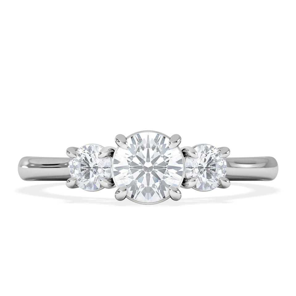 Evoke 3 Stone Round Cut Lab Diamond Ring 0.50ct in 925 Silver