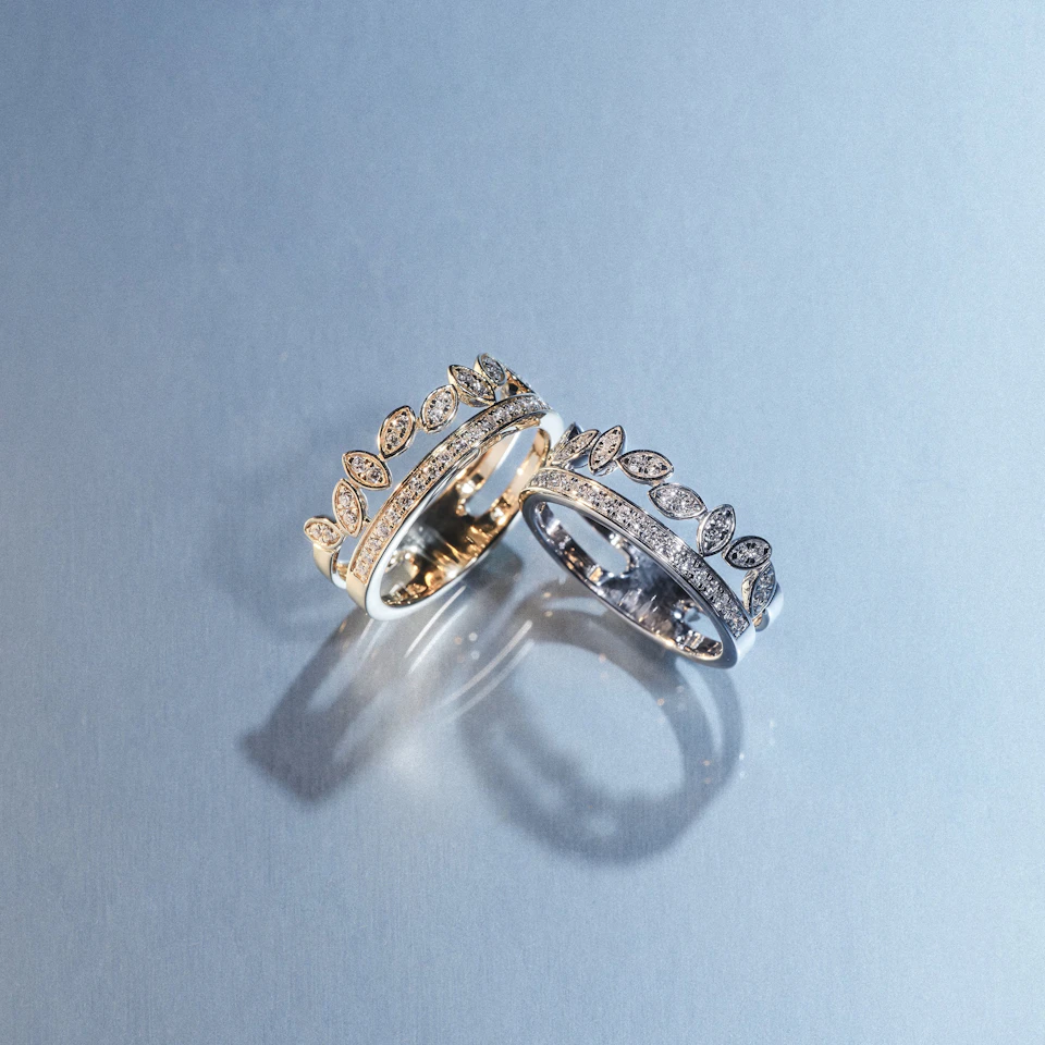 Double Band Stacking Ring Lab Diamond 0.25ct in 18K Gold Vermeil