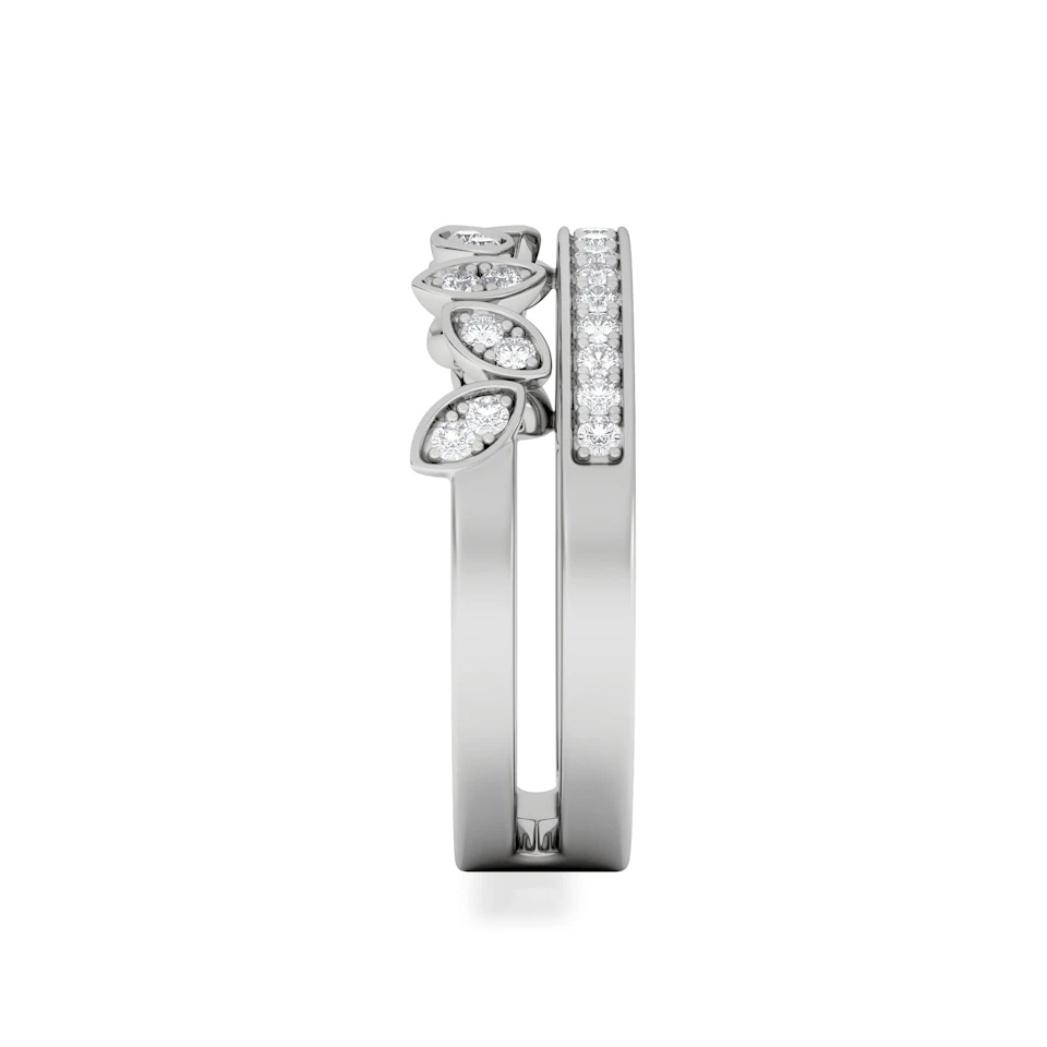 Double Band Stacking Ring Lab Diamond 0.25ct in 925 Silver