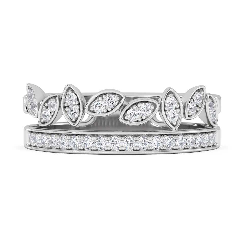 Double Band Stacking Ring Lab Diamond 0.25ct in 925 Silver