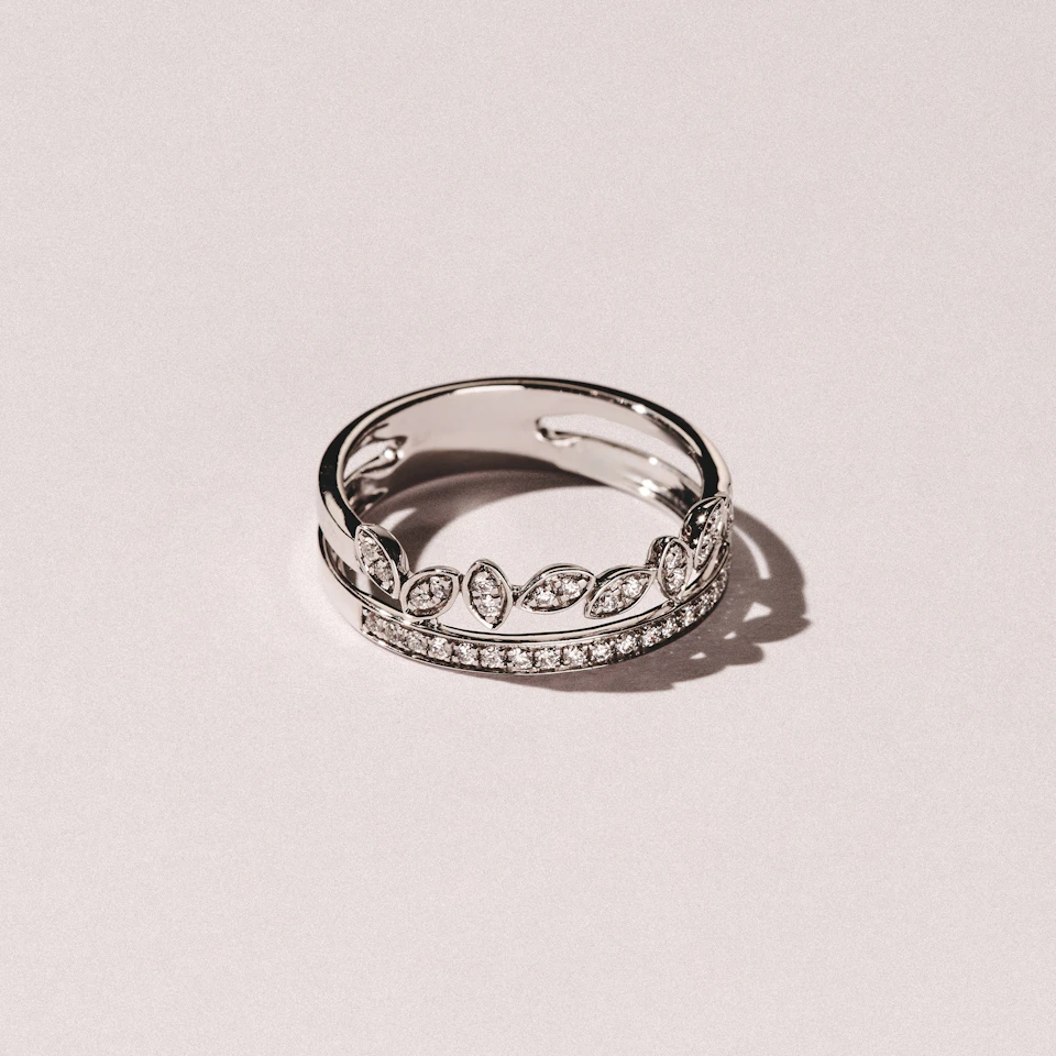 Double Band Stacking Ring Lab Diamond 0.25ct in 925 Silver