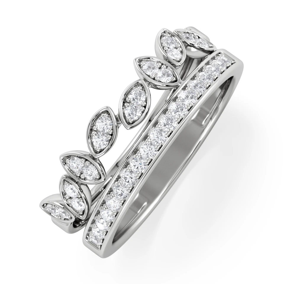 Double Band Stacking Ring Lab Diamond 0.25ct in 925 Silver