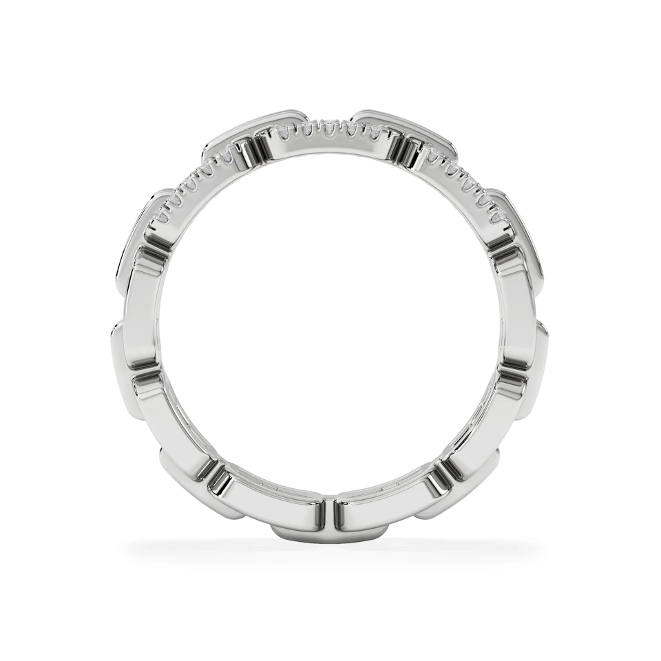 Lab Diamond Chain Link Ring 0.14ct in 925 Silver