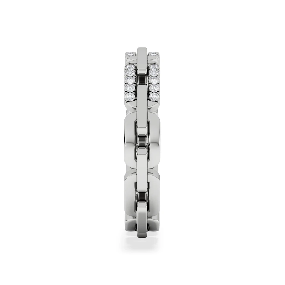 Lab Diamond Chain Link Ring 0.14ct in 925 Silver