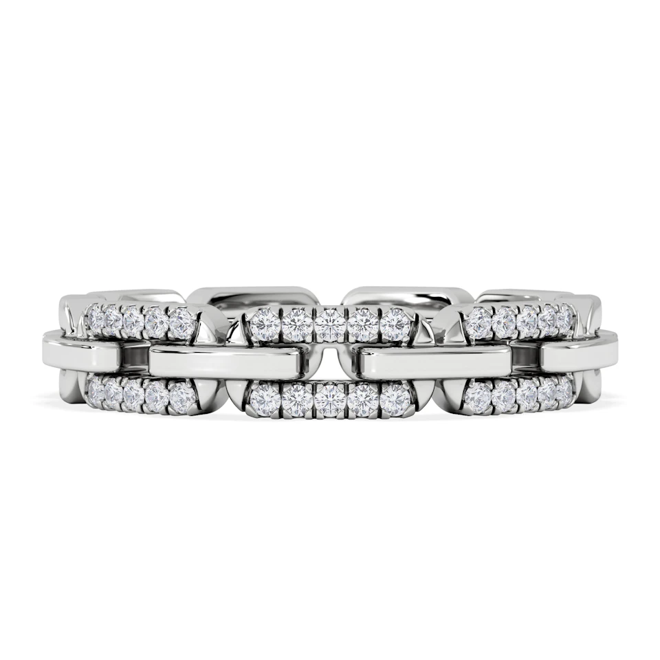 Lab Diamond Chain Link Ring 0.14ct in 925 Silver