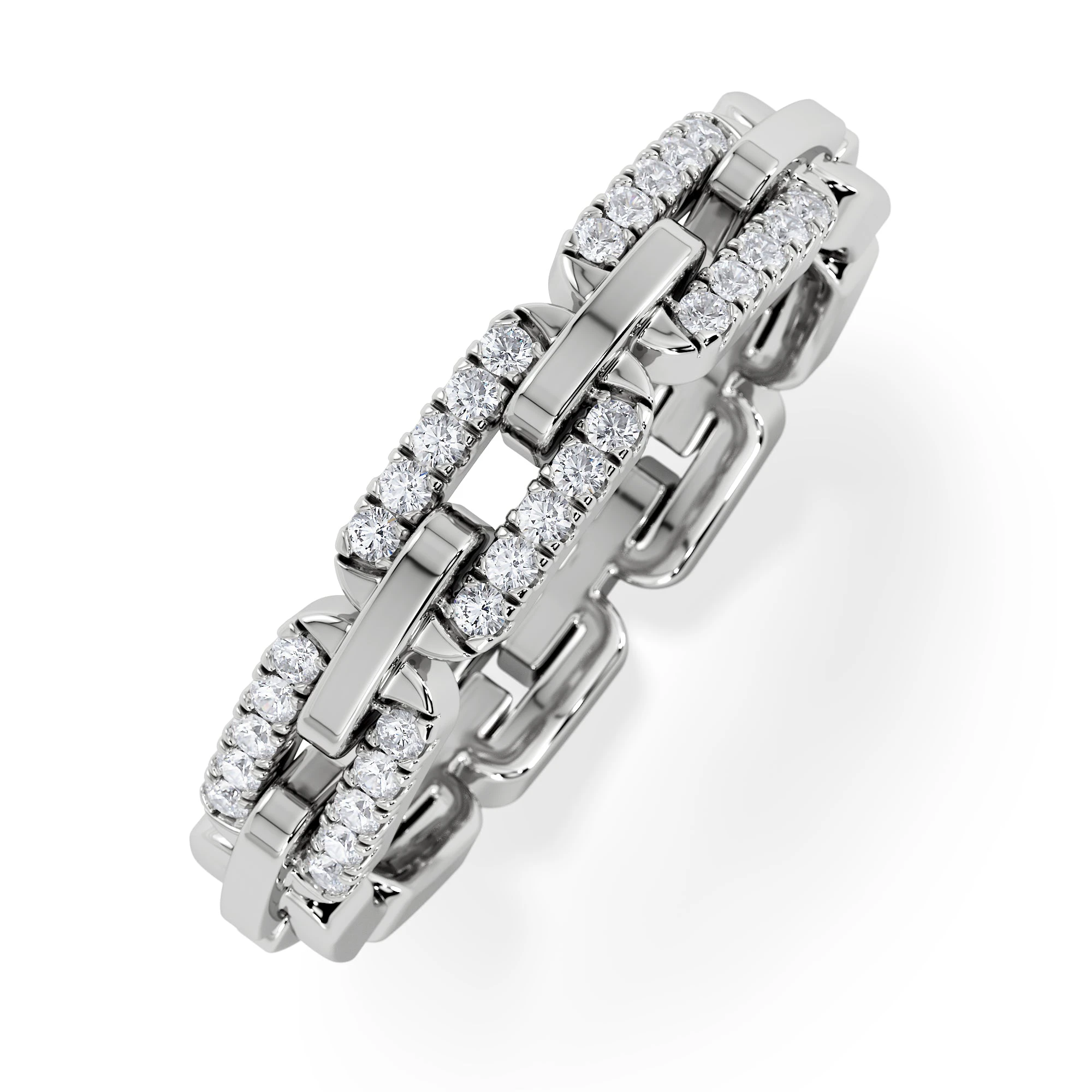 Lab Diamond Chain Link Ring 0.14ct in 925 Silver