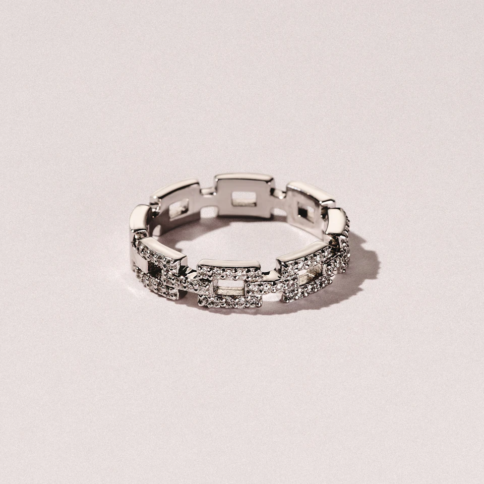 Lab Diamond Chain Link Ring 0.24ct in 925 Silver