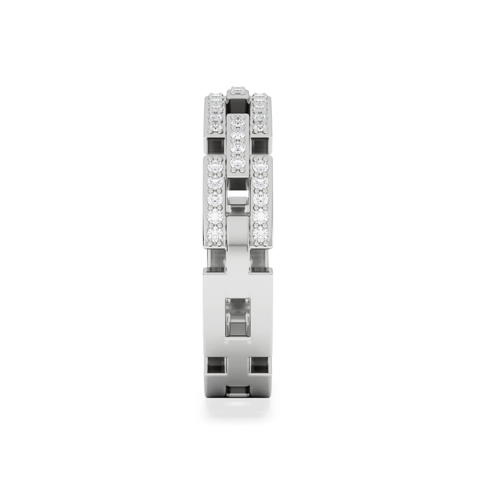 Lab Diamond Chain Link Ring 0.24ct in 925 Silver
