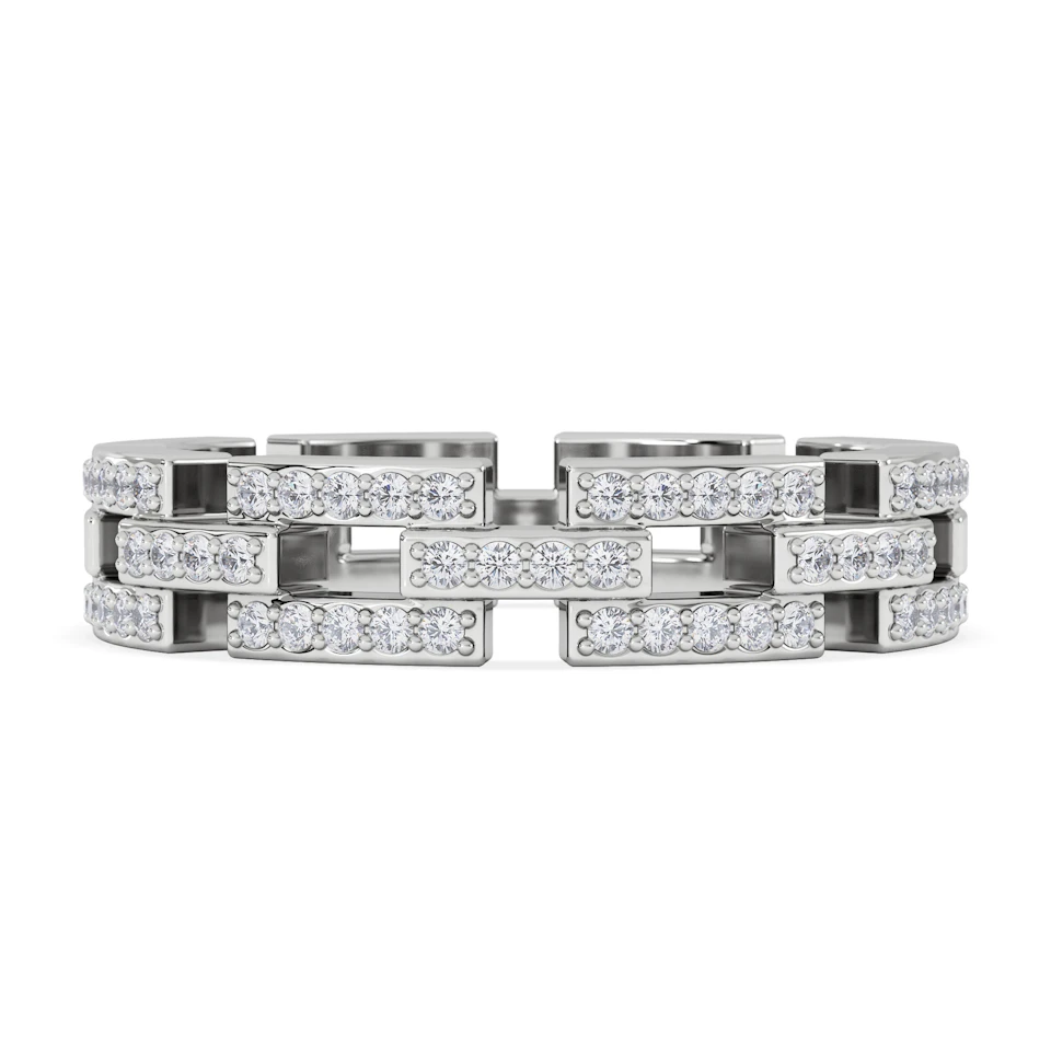Lab Diamond Chain Link Ring 0.24ct in 925 Silver