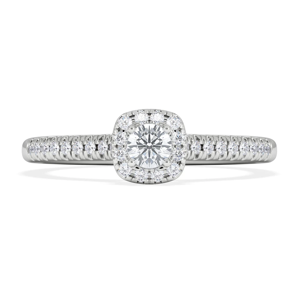 Lumia Round Cut Lab Diamond Halo Ring 0.33ct F/VS in 925 Silver