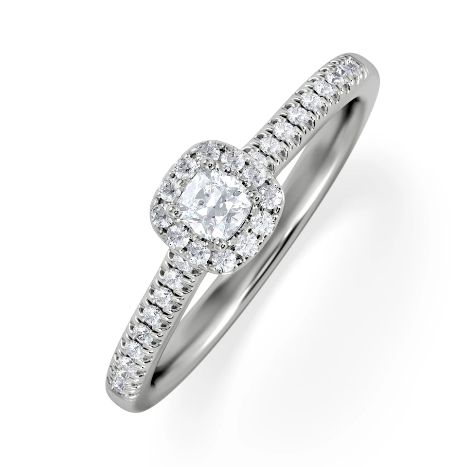Lumia Cushion Cut Lab Diamond Halo Ring 0.33ct F/VS in 925 Silver