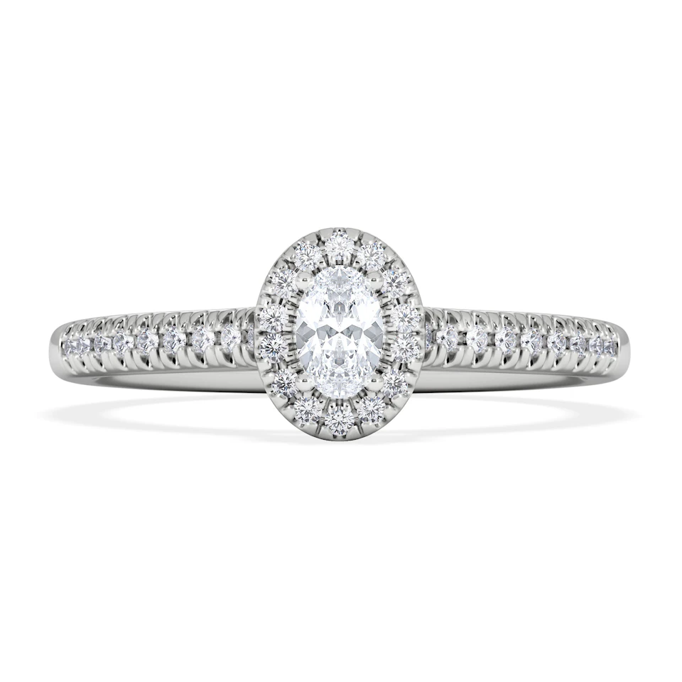 Lumia Oval Cut Lab Diamond Halo Ring 0.33ct F/VS in 925 Silver