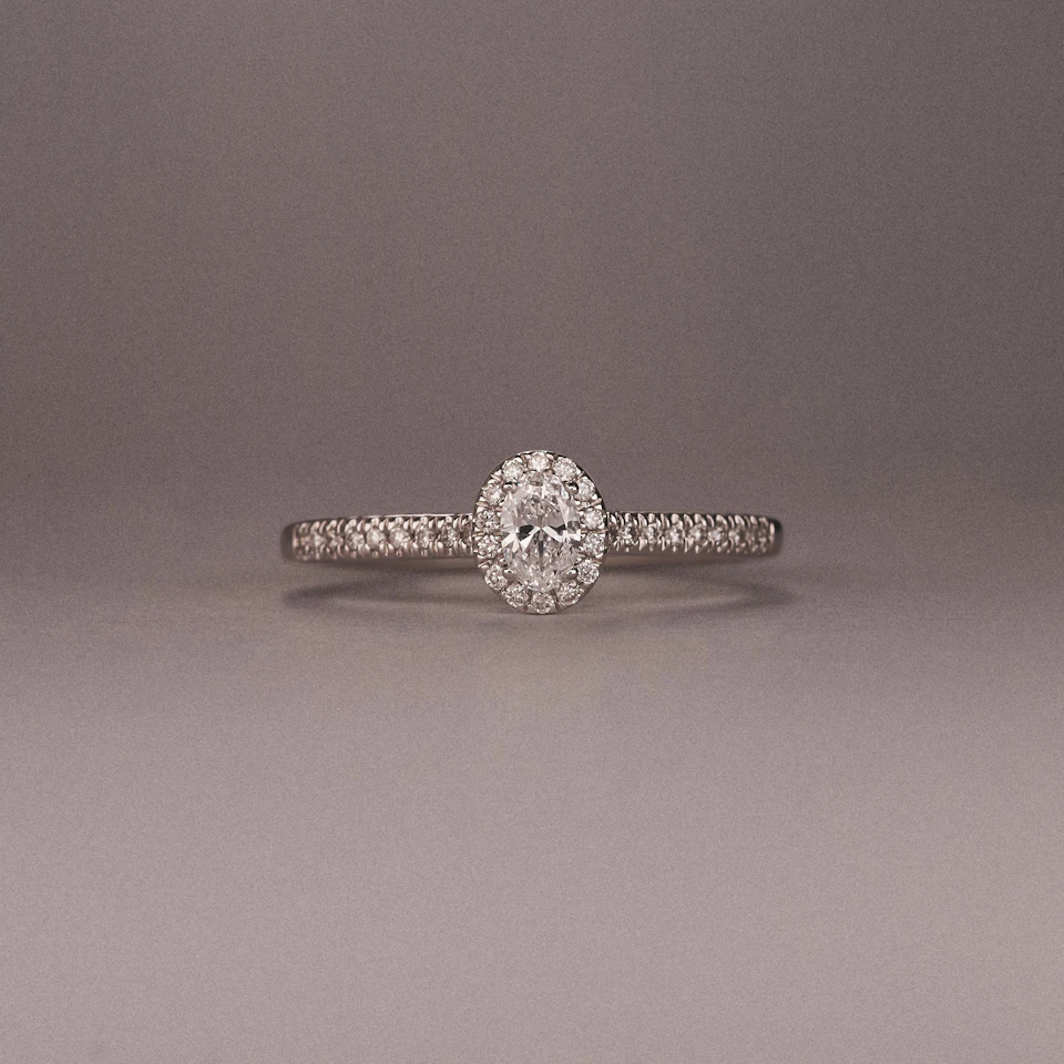 Lumia Oval Cut Lab Diamond Halo Ring 0.33ct F/VS in 925 Silver