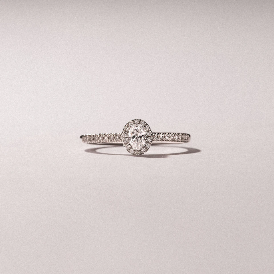 Lumia Oval Cut Lab Diamond Halo Ring 0.33ct F/VS in 925 Silver