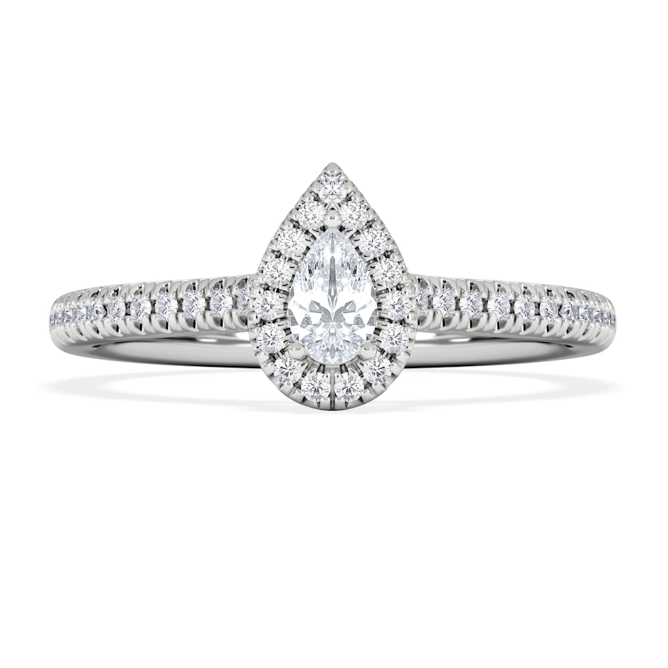 Lumia Pear Cut Lab Diamond Halo Ring 0.33ct F/VS in 925 Silver